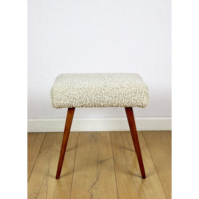Beige High Stool in Boucle Beige For Sale - Image 8 of 8