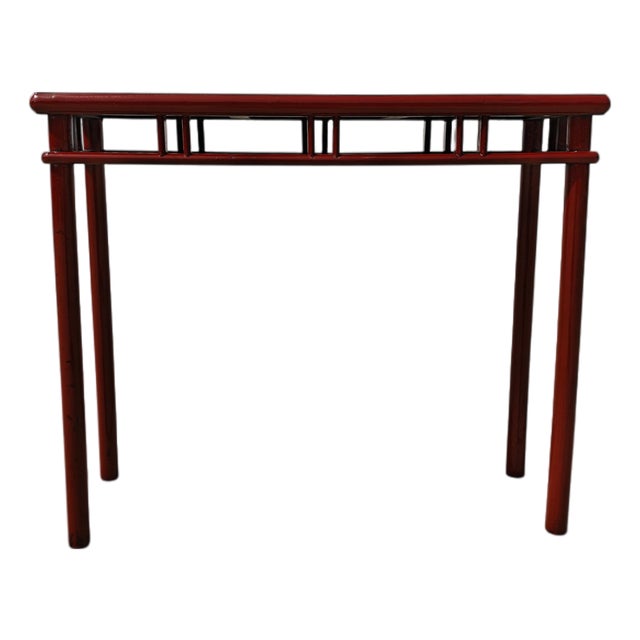 Red Lacquer 38" Long Console Table For Sale