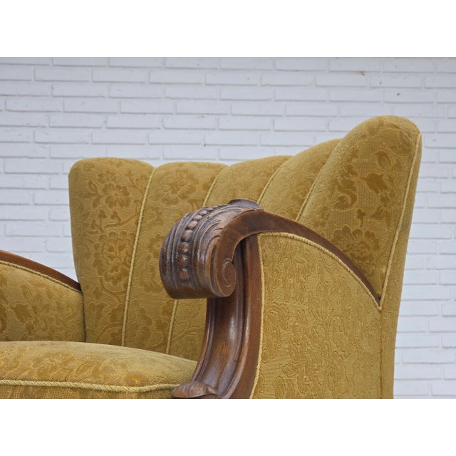Brown Danish Oak and Wool Armchair, 1960s For Sale - Image 8 of 18
