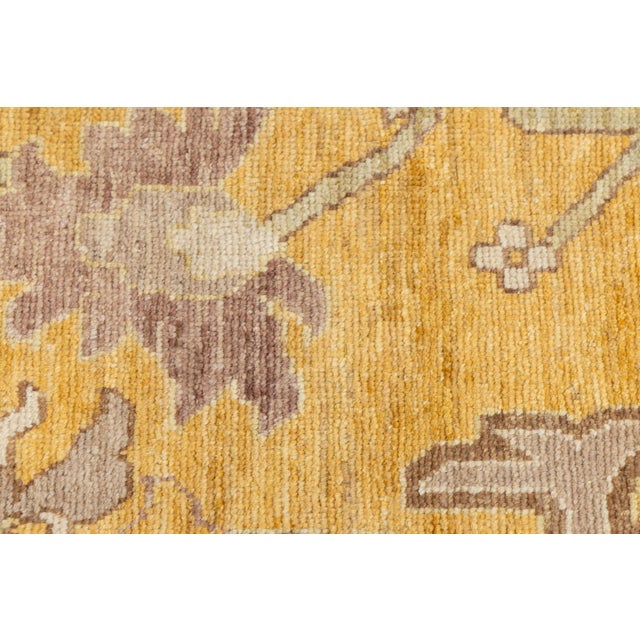 12x15 Modern Oushak Style Hand-Knotted Wool Area Rug – Golden Saffron & Sage For Sale - Image 11 of 11