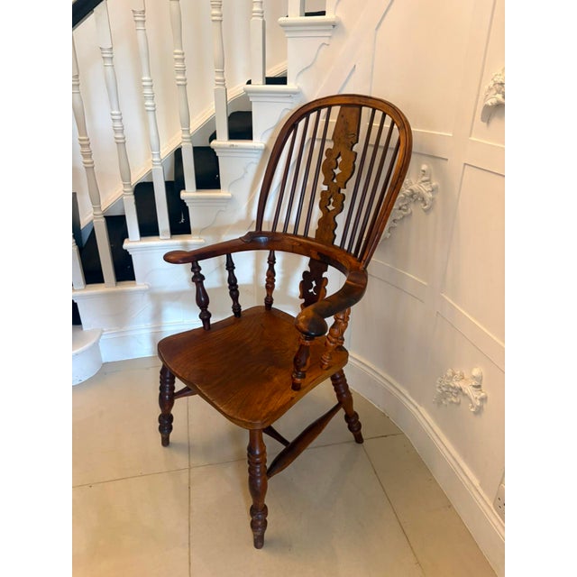 Antique English Yew Wood Windsor Hoop Back Armchair, 1860 For Sale - Image 4 of 15