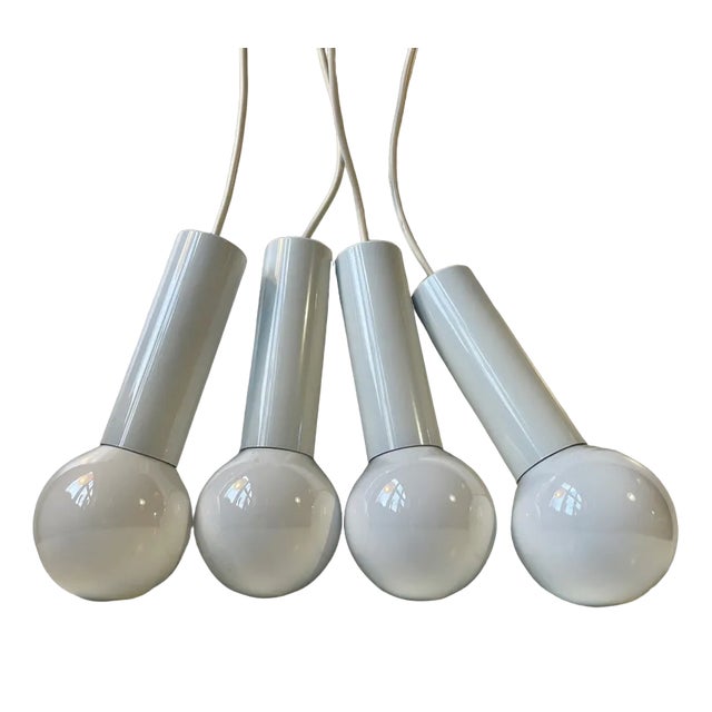 Danish Minimalist White Bundle Pendant Lamp from Lyskær, 1980s, Set of 4 For Sale
