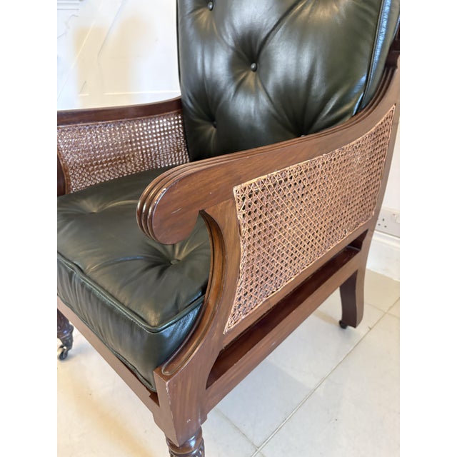 Set of Antique Edwardian Mahogany Library Bergere Chairs, 1900 For Sale - Image 10 of 15