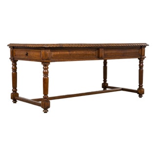 Late 19th Century French Louis XIII Style Oak Writing Table For Sale