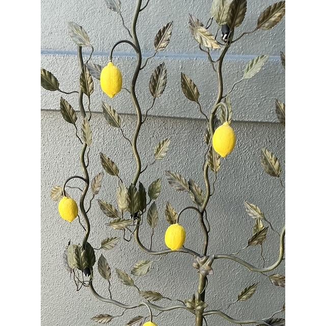 Yellow Vintage Italian Lemon Tole Tree Lights - A Pair For Sale - Image 8 of 12
