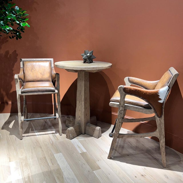 Not Yet Made - Made To Order Rustic Western Leather & Hide Bar Stool For Sale - Image 5 of 11