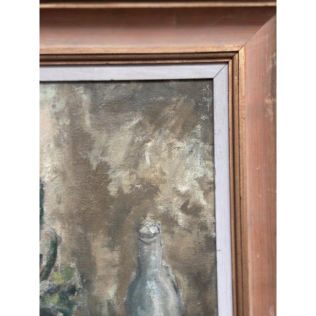 Lars Falk, Still Life with Glass Bottle, 1944, Oil on Panel, Framed For Sale - Image 7 of 18