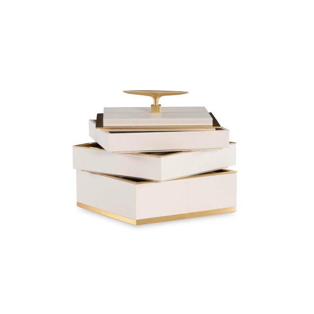 Traditional Maitland-Smith Cream Compartment Box For Sale - Image 3 of 3