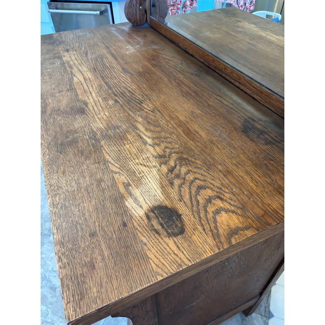 Tiger Oak Sideboard With Beveled Mirror From the Early 1900s For Sale - Image 12 of 12