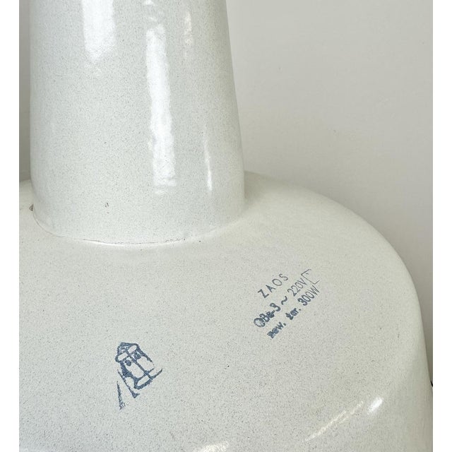 Paint Large Industrial White Enamel Factory Pendant Lamp from Zaos, 1960s For Sale - Image 7 of 18