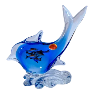 Late 20th Century Portuguese Aquatic Art Glass Figurine, Attributed to Cristais Bonora