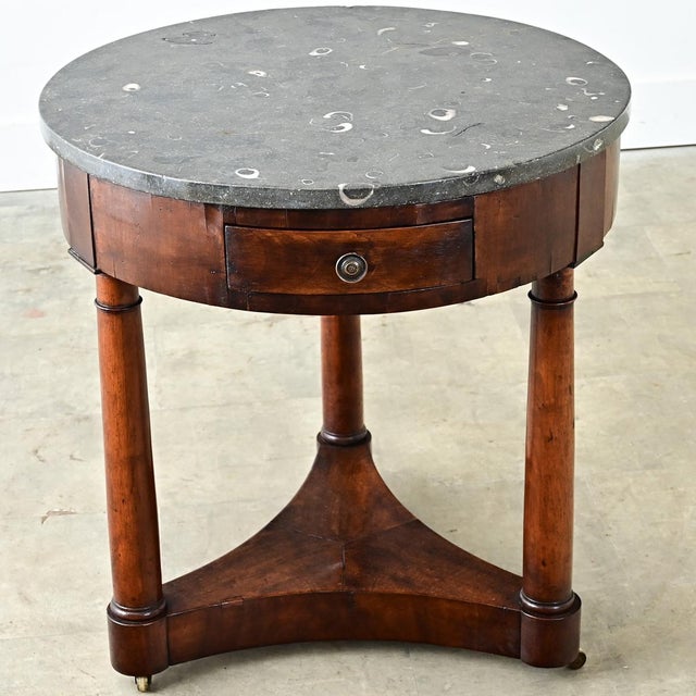 French 19th Century Empire Gueridon with Oyster Marble Top For Sale - Image 13 of 18