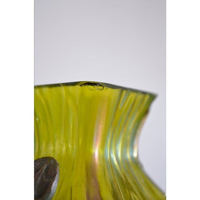 Art Nouveau Glass Vase with Bronze Holder attributed to Johann Lötz Witwe, 1890s For Sale - Image 11 of 12
