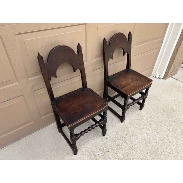 17th Century 17th Century English Yorkshire Oak Backstool Chairs, a Pair For Sale - Image 5 of 17