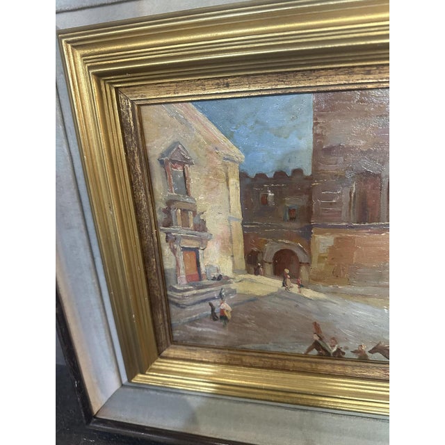1920s Glimpse of Palazzo Corvaja in Taormina, 1920s, Oil on Wooden Panel For Sale - Image 5 of 8