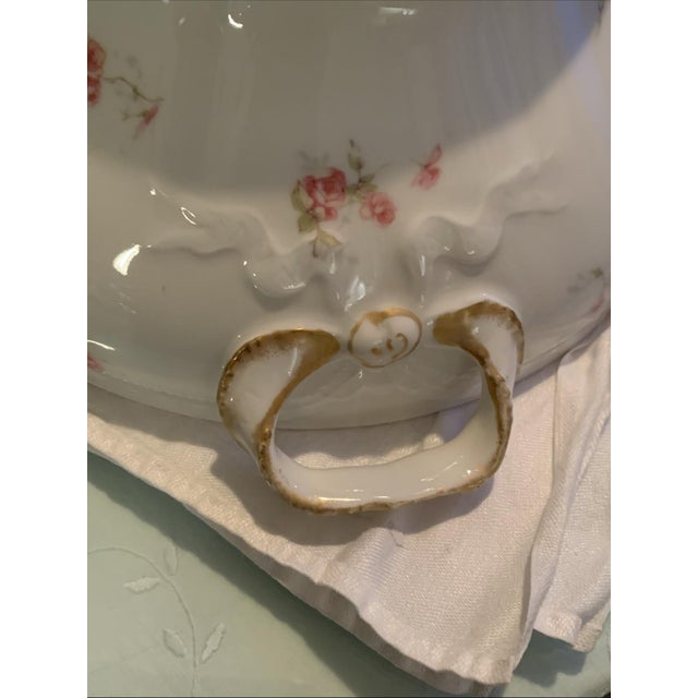 Antique Limoges France Pink Roses Large Serving Bowl For Sale - Image 11 of 12