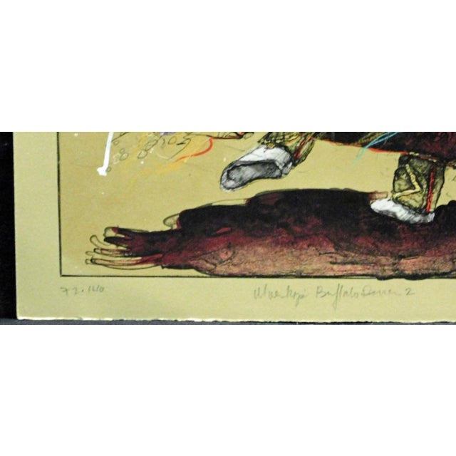 Impressionist Larry Fodor "Moenkopi Buffalo Dancers 2" Original Color Lithograph H.Signed For Sale - Image 3 of 6