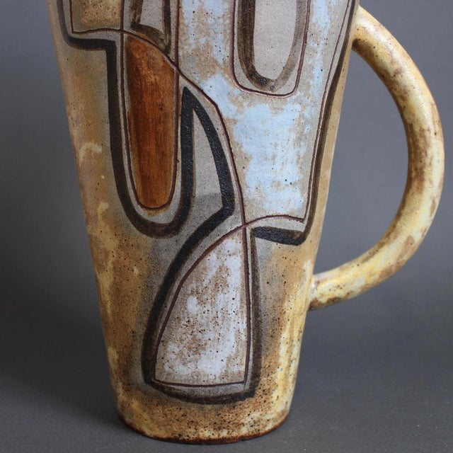 Vintage French Ceramic Pitcher with Abstract Motif by Alexandre Kostanda, 1960s For Sale - Image 12 of 18
