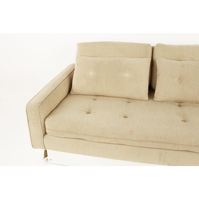 Metal Milo Baughman Style Mid Century Chrome Base Settee Sofa For Sale - Image 7 of 10