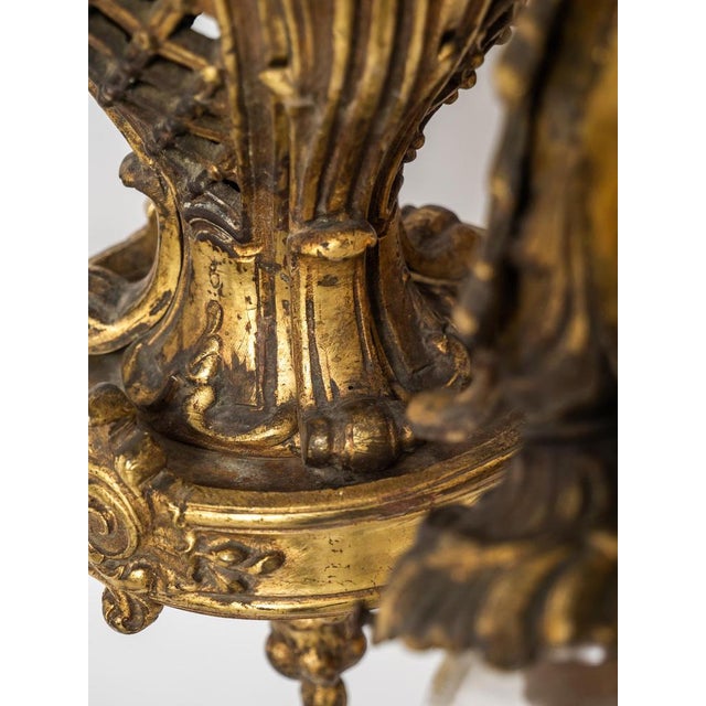 Art Nouveau Bronze Chandelier with Glass Shades, 1898 For Sale - Image 16 of 18