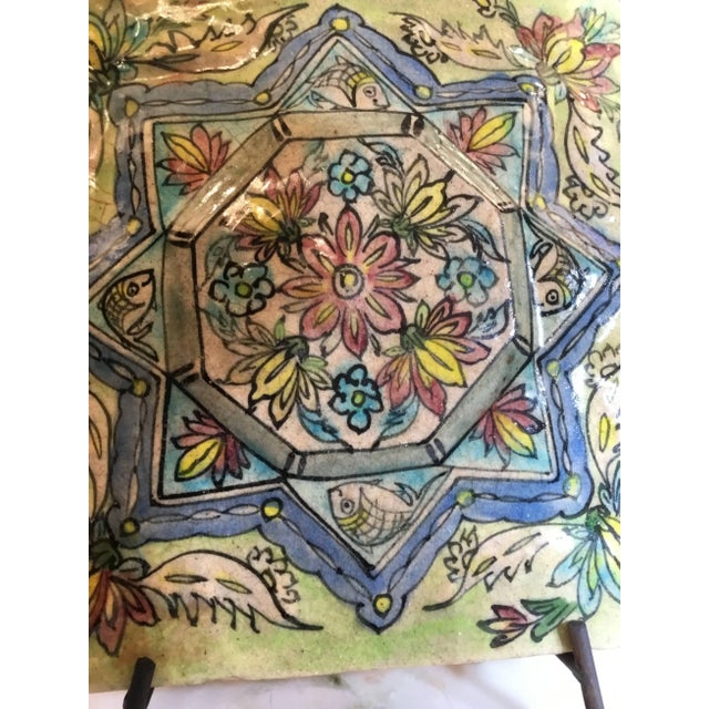 Persian Vintage Ceramic Persian Tile For Sale - Image 3 of 11