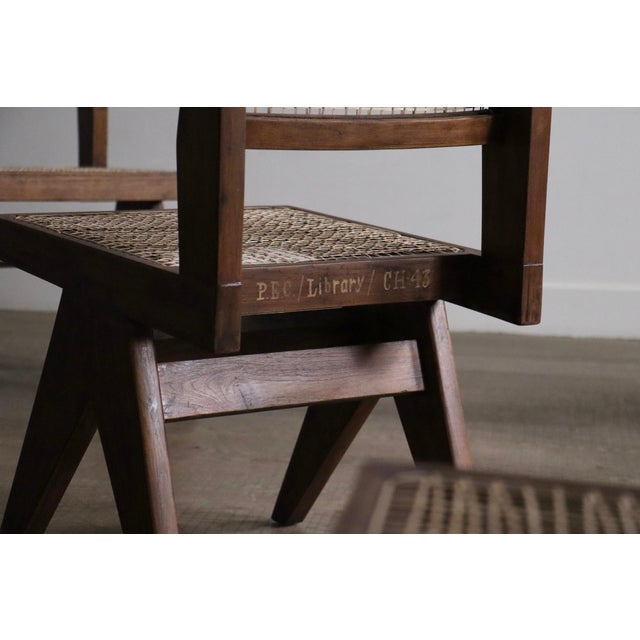 Mid-Century Modern Office Cane Chairs from Pierre Jeanneret, India, 1950s, Set of 8 For Sale - Image 3 of 18