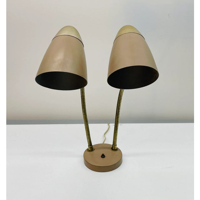 Vintage 1950s Double Gooseneck Table Lamp For Sale - Image 10 of 10