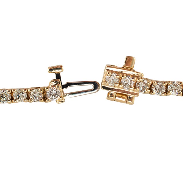 Early 21st Century 10k Yellow Gold 8.42ct Round Diamond 4 Prongs Chain Tennis Necklace For Sale - Image 5 of 8