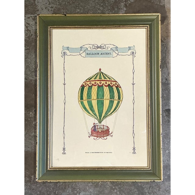 Vintage Framed Hot Air Balloon Print For Sale In West Palm - Image 6 of 12
