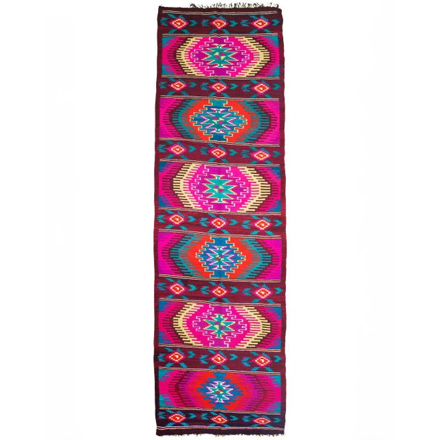 1970s Vintage Balkan Geometric Flatweave Wool Runner Rug, 1970s For Sale - Image 5 of 9