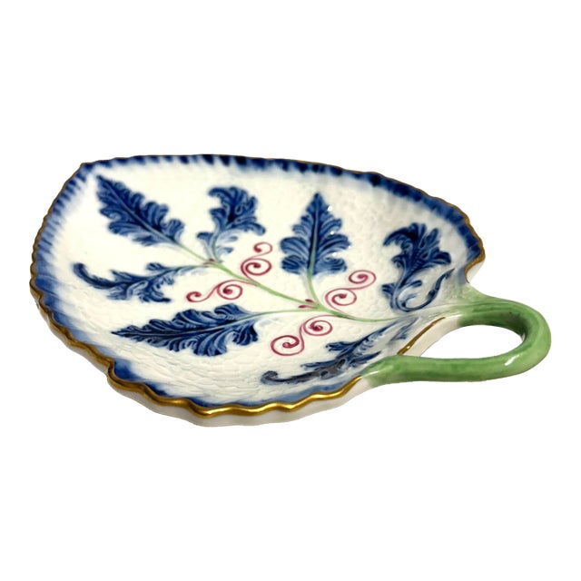 MCM Italian Sèvres Hand Made Porcelain Leaf With Gold Rim Catchall For Sale