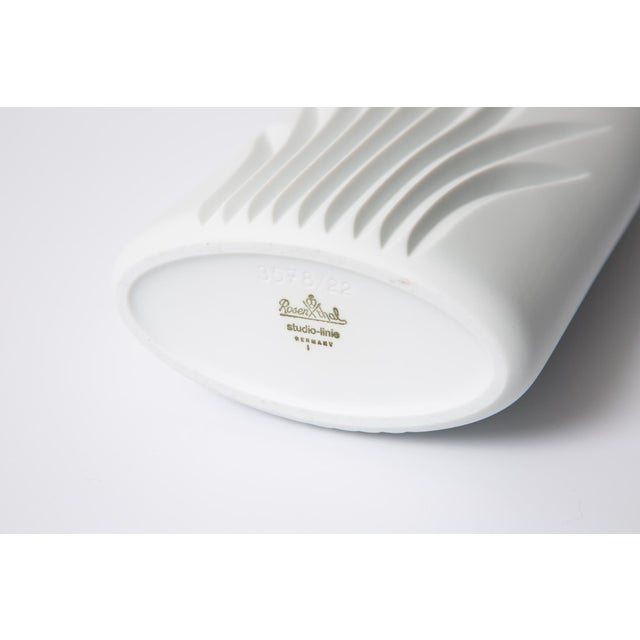 Mid-century, Rosenthal Germany matte bisque porcelain vase by Claus Josef Riedel . White carved graphic seagrass type...