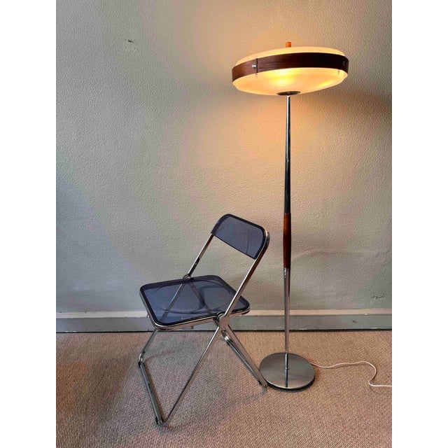 Phase Eclipse S Dimmable Floor Lamp in Chrome & Wood by Luis Pérez De La Oliva for Fase, 1966 For Sale - Image 15 of 16