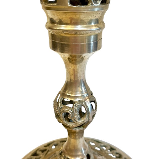 Vintage French Style Marble Top Brass Filigree Base Cocktail Table For Sale - Image 9 of 14