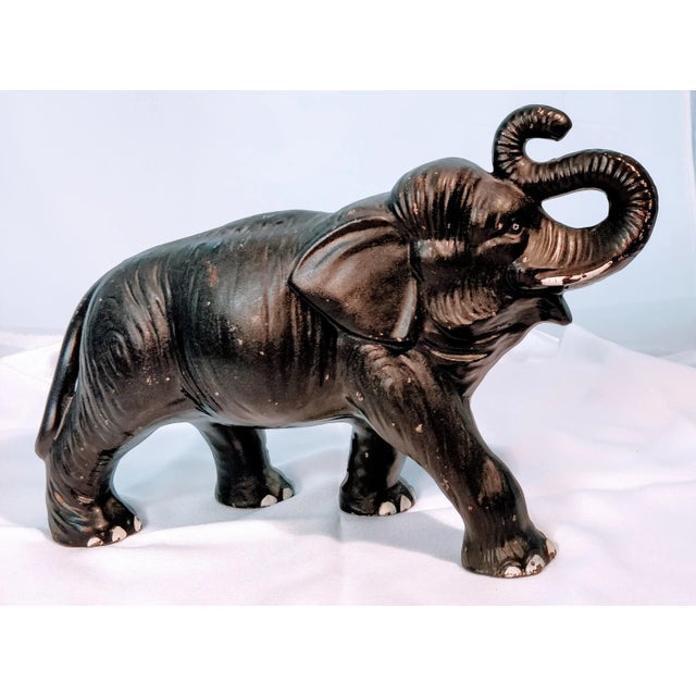 1930s African Sylvac Black Elephant Figurine XL For Sale - Image 9 of 9