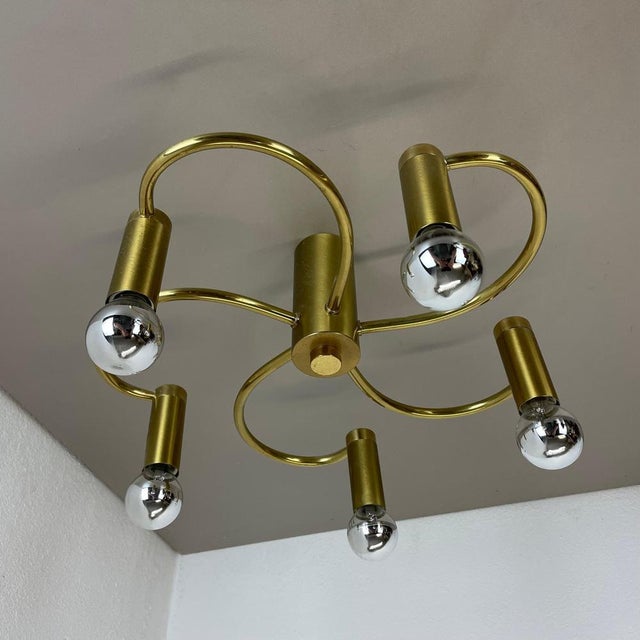 1980s Round Brass Ceiling Light, Germany, 1980s For Sale - Image 5 of 18