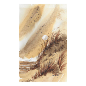 1970s Jan Kelley Beach Watercolor