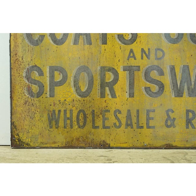 Metal Reclaimed Marty Supreme 45.375 In. Clothes Retail Aluminum Movie Prop Sign For Sale - Image 7 of 9