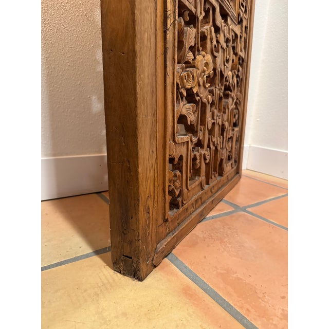 Antique Chinese Carved Hardwood Architectural Panel, Late Qing Dynasty, Framed For Sale - Image 10 of 10