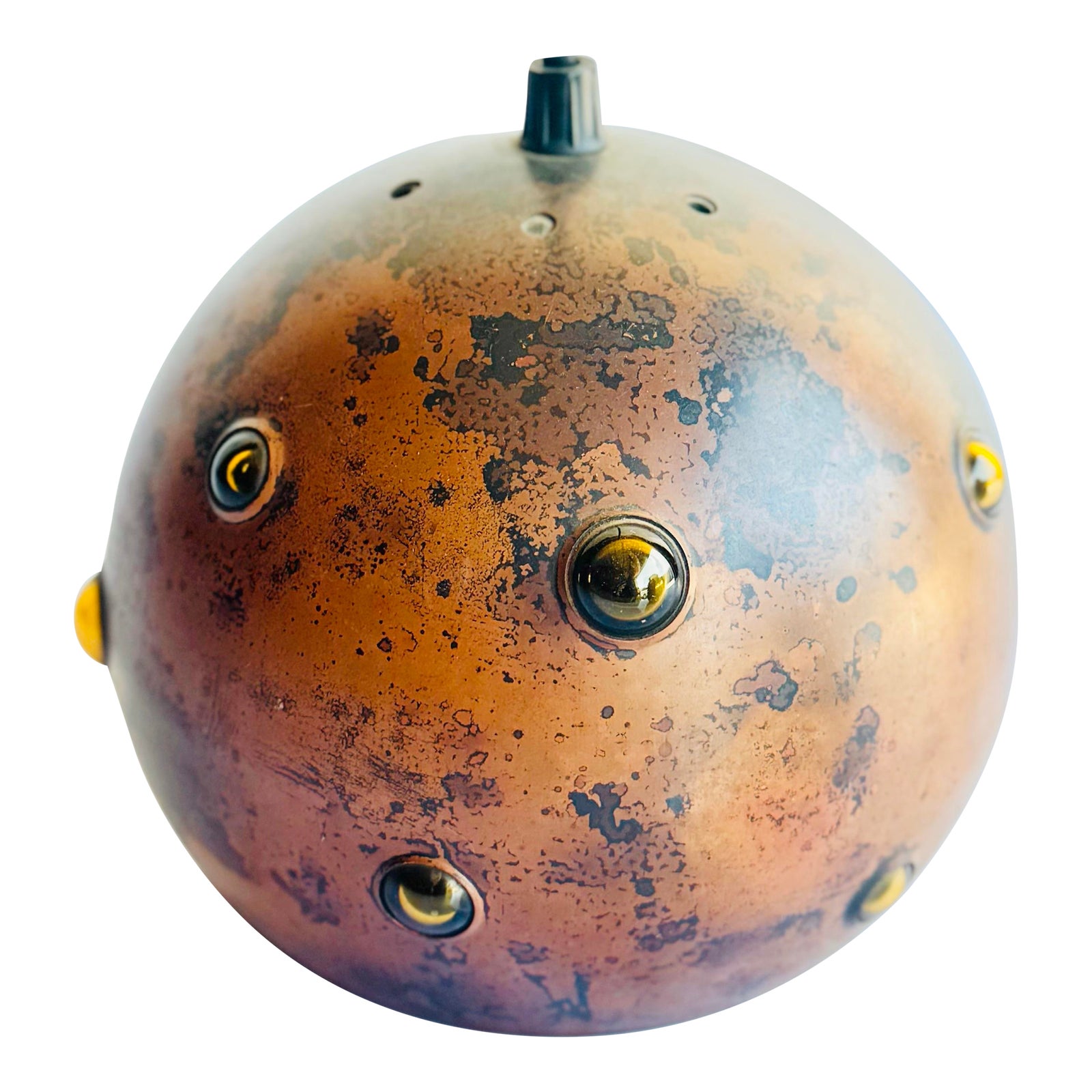 Mid-Century Modern Acid-Treated Copper Pendant Light Attributed to