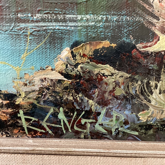 Mid 20th Century Painting on Canvas “Misty Mountain“ Signed Framed For Sale - Image 10 of 12