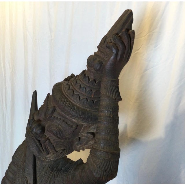 Early 20th Century Hand Carved Hard Wood Balinese Warrior For Sale - Image 11 of 13