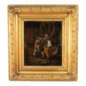 19th Century European Oil on Canvas "My Grandfather the Tailor"