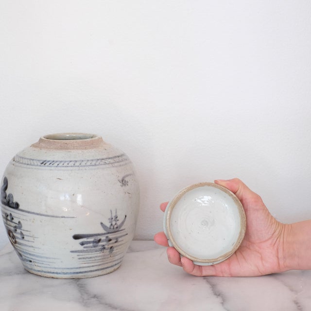 Gray Antique Scenic Hand-Painted Chinese Ginger Jar For Sale - Image 8 of 8