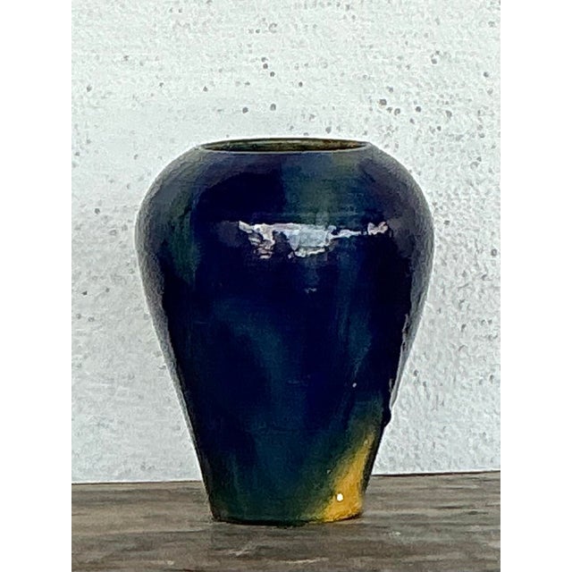 Vintage Original Glazed Ceramic Vase For Sale - Image 9 of 12