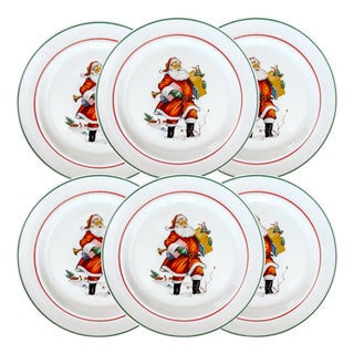1950 Bavarian Santa Salad Plates by JKW Bavaria - Set of 6 For Sale