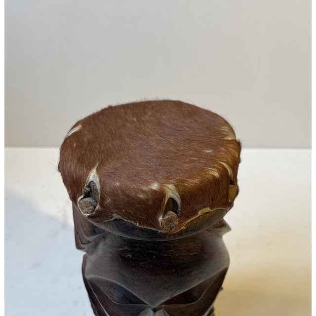 Vintage African Dual Face Drum Bust, 1980s For Sale - Image 6 of 10