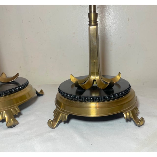 Metal 1990s Large Brass Marble Crystal Wildwood Modernist Electric Table Lamps Modern - a Pair For Sale - Image 7 of 12