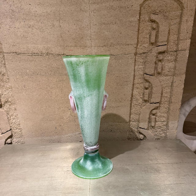 Classic Mid-Century Italian Murano Glass Scavo Vase Decorative For Sale In San Diego - Image 6 of 12