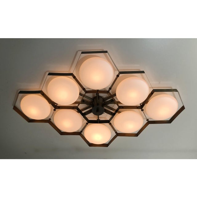 Not Yet Made - Made To Order 21st Century Hive Bronze Matte White Murano Flush Mount by Fabio LTD For Sale - Image 5 of 5